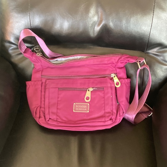 soyater Handbags - PurpleCrossbody Bag with Multiple Zip Pockets